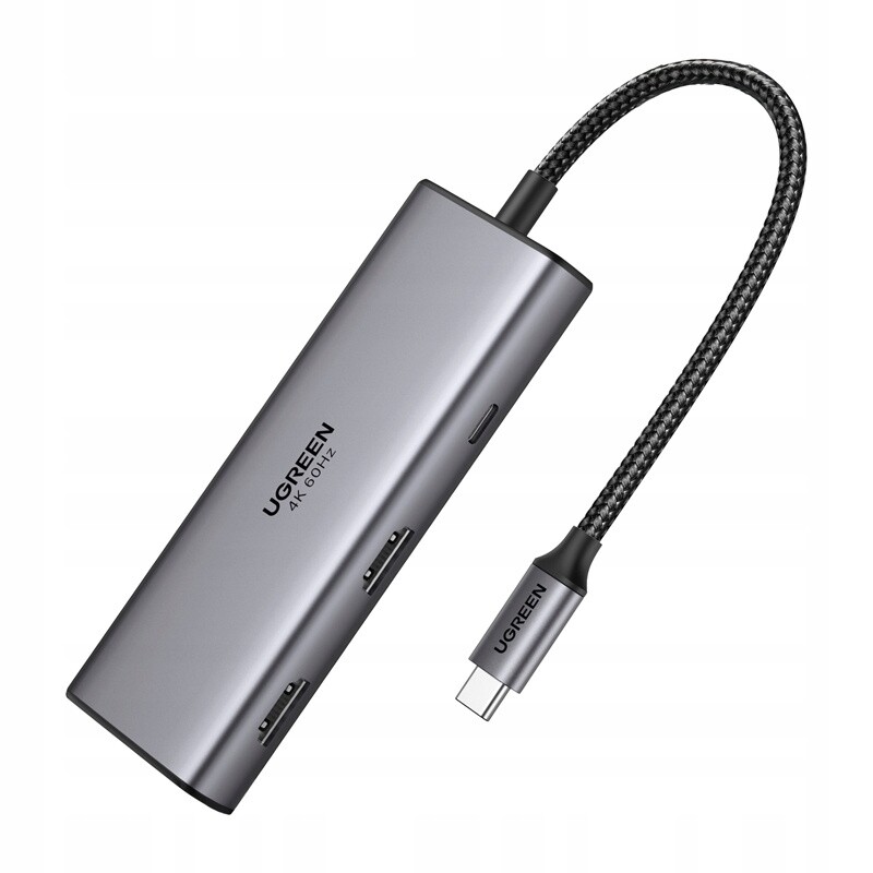 Adaptér Usb-c 7V1 Ugreen CM498 S 2X Hdmi 4K, 2X Usb, Pd 100W