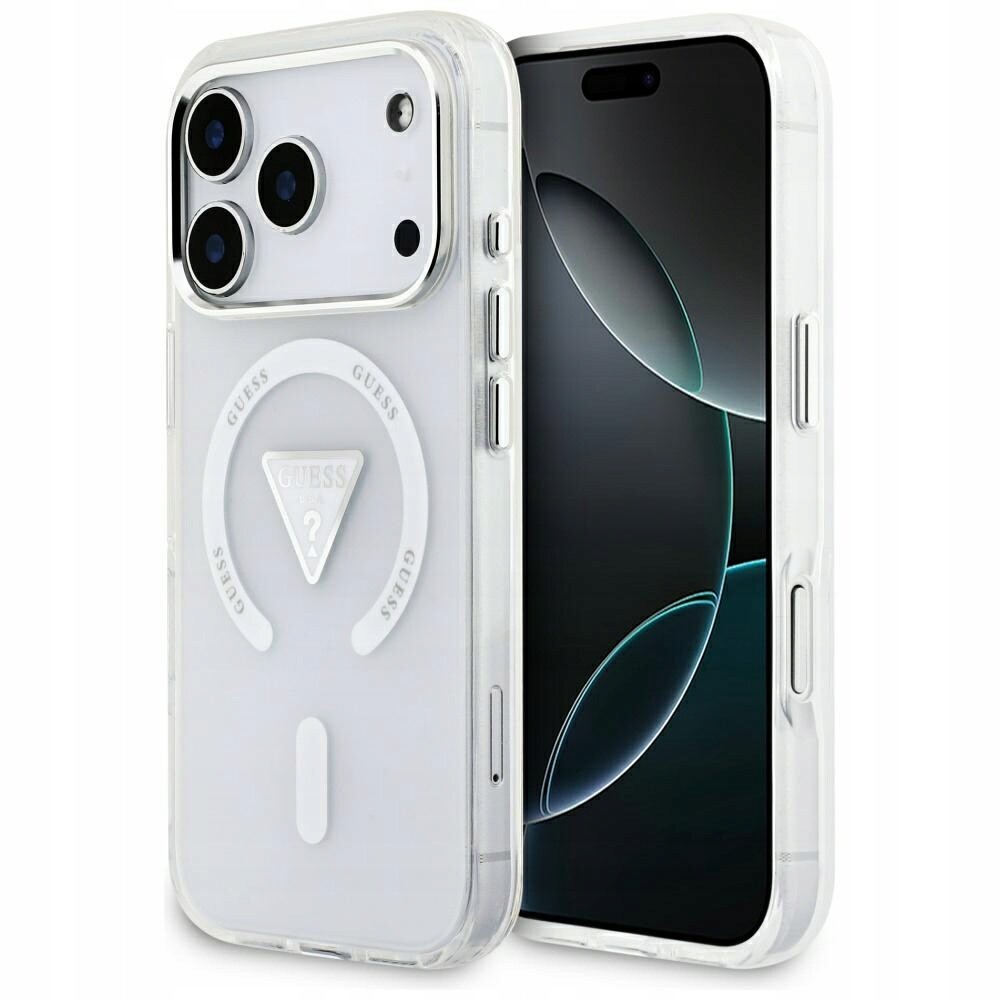 Pouzdro Guess IML Gradient Triangle Logo MagSafe pro iPhone 17 Pro průhledné