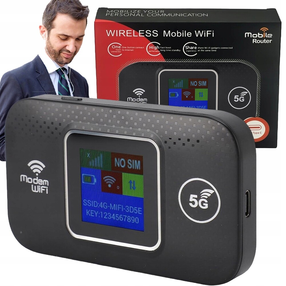 Přenosný Mobilní Modemový Router Na Sim Kartu 4G Lte Wifi 150MBPS 3Ah Černý