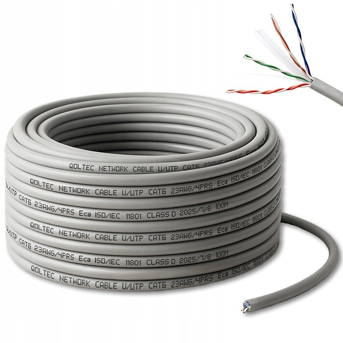 Patchcord 100 m CAT6 Utp Lan kabel pro router Internet 1Gb/s Cu Qoltec
