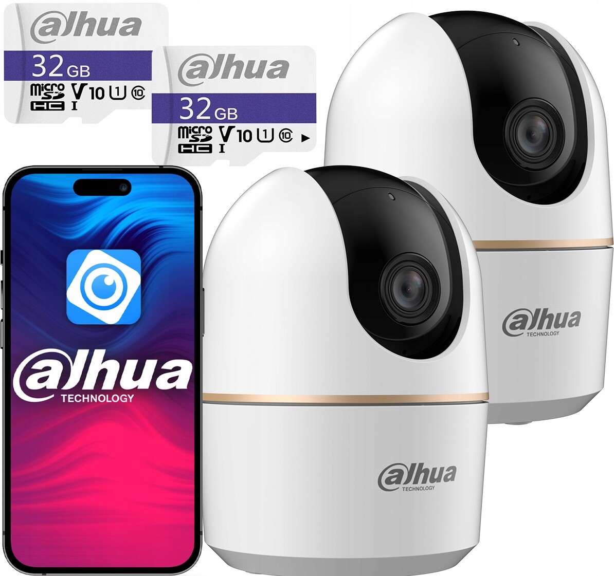 2x WiFi vnitřní kamera chůvička 5MPx Dahua Hero Otočná audio karta 32GB
