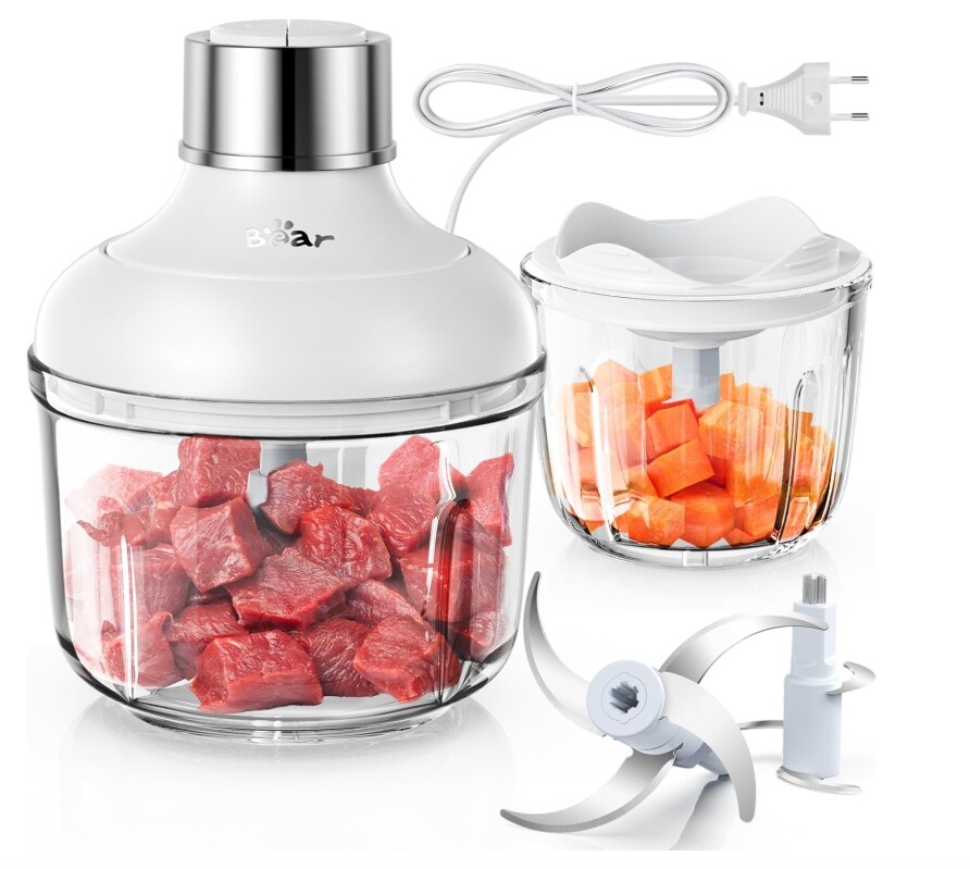 Sekáček Potravin se 4 čepelemi z z nerezové oceli Bpa Free Skleněný