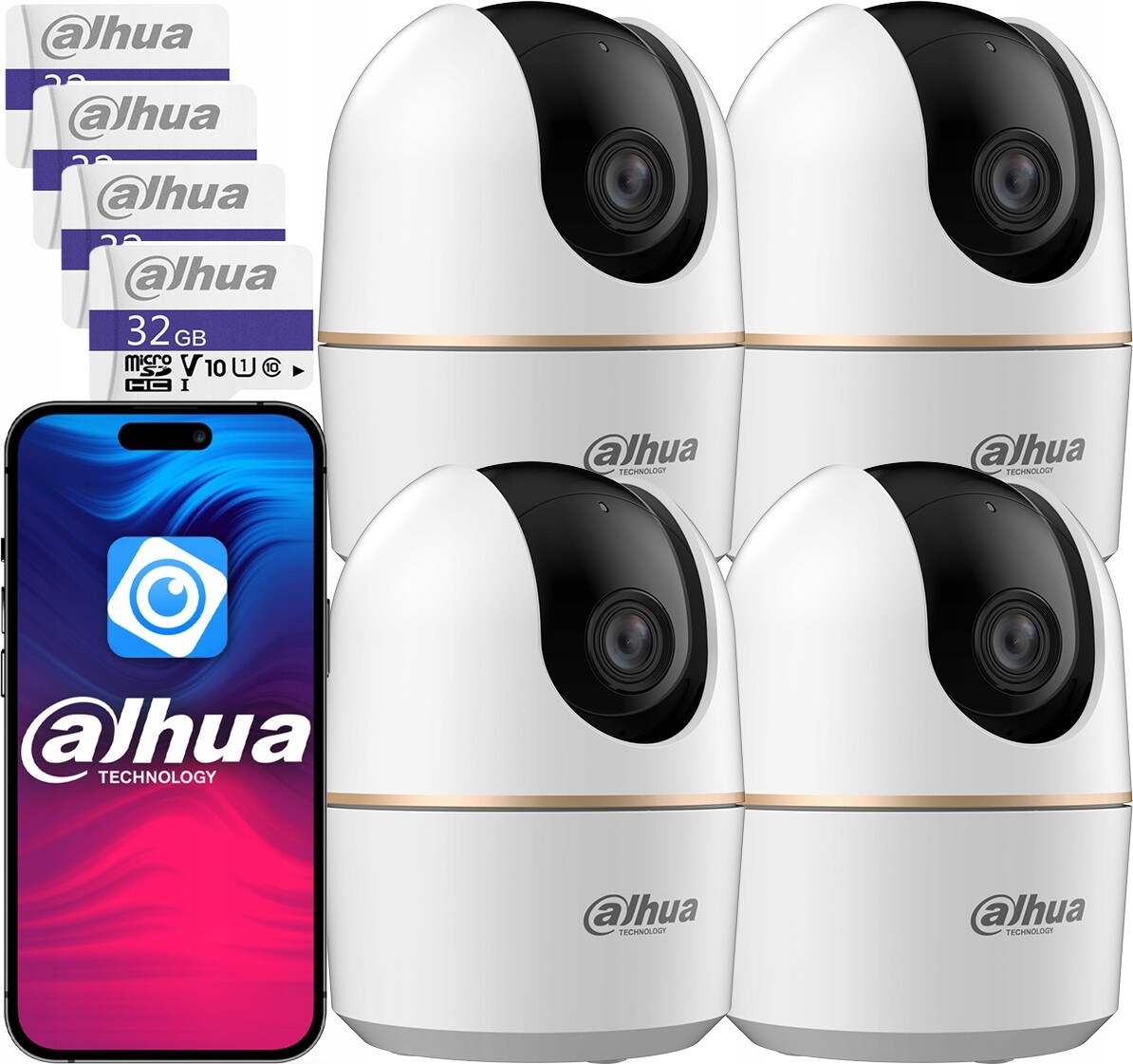4x WiFi vnitřní kamera chůvička 5MPx Dahua Hero Otočná audio karta 32GB