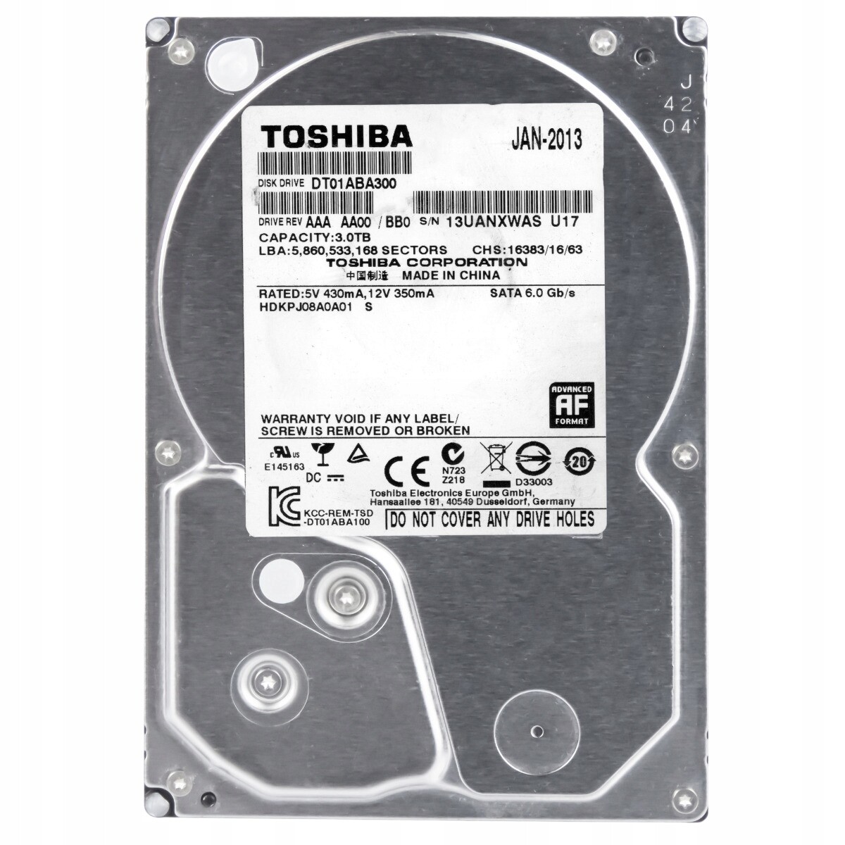 Toshiba 3TB 5,7K 32MB Sata III 3,5'' DT01ABA300