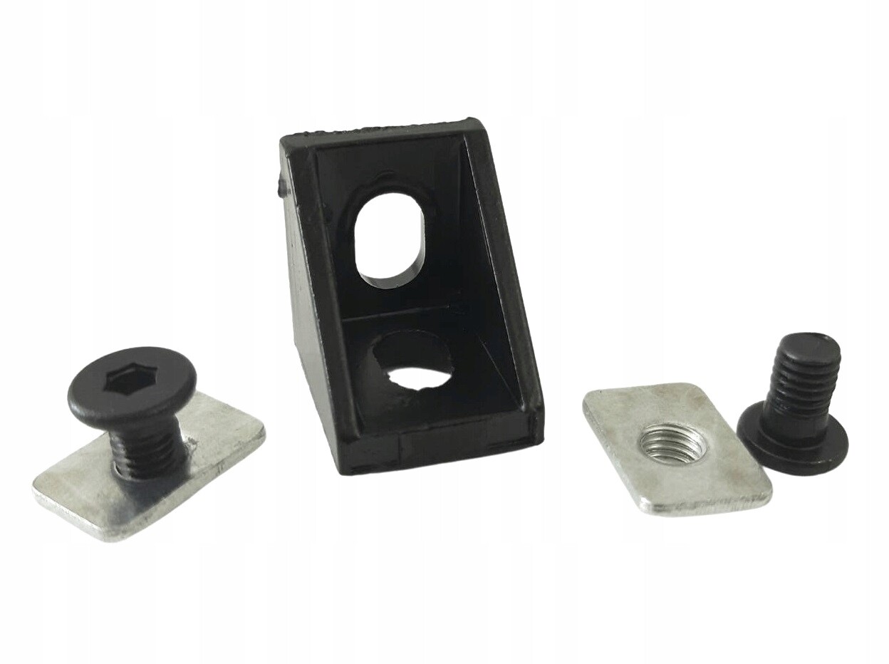Úhelník Spojka Rohová V-slot Vslot Černá Sada Šroubů Drážky 5ks