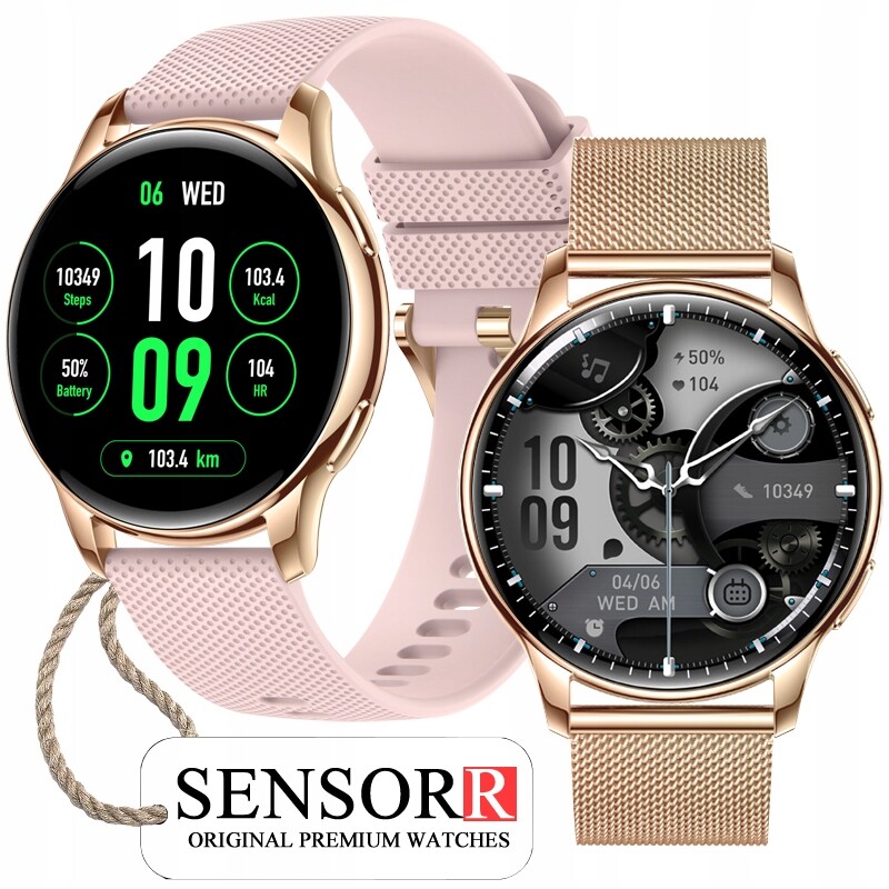 Zlaté Chytré Hodinky Dámské Hovory Tlak Pulzoměr Spánek Kroky Pl