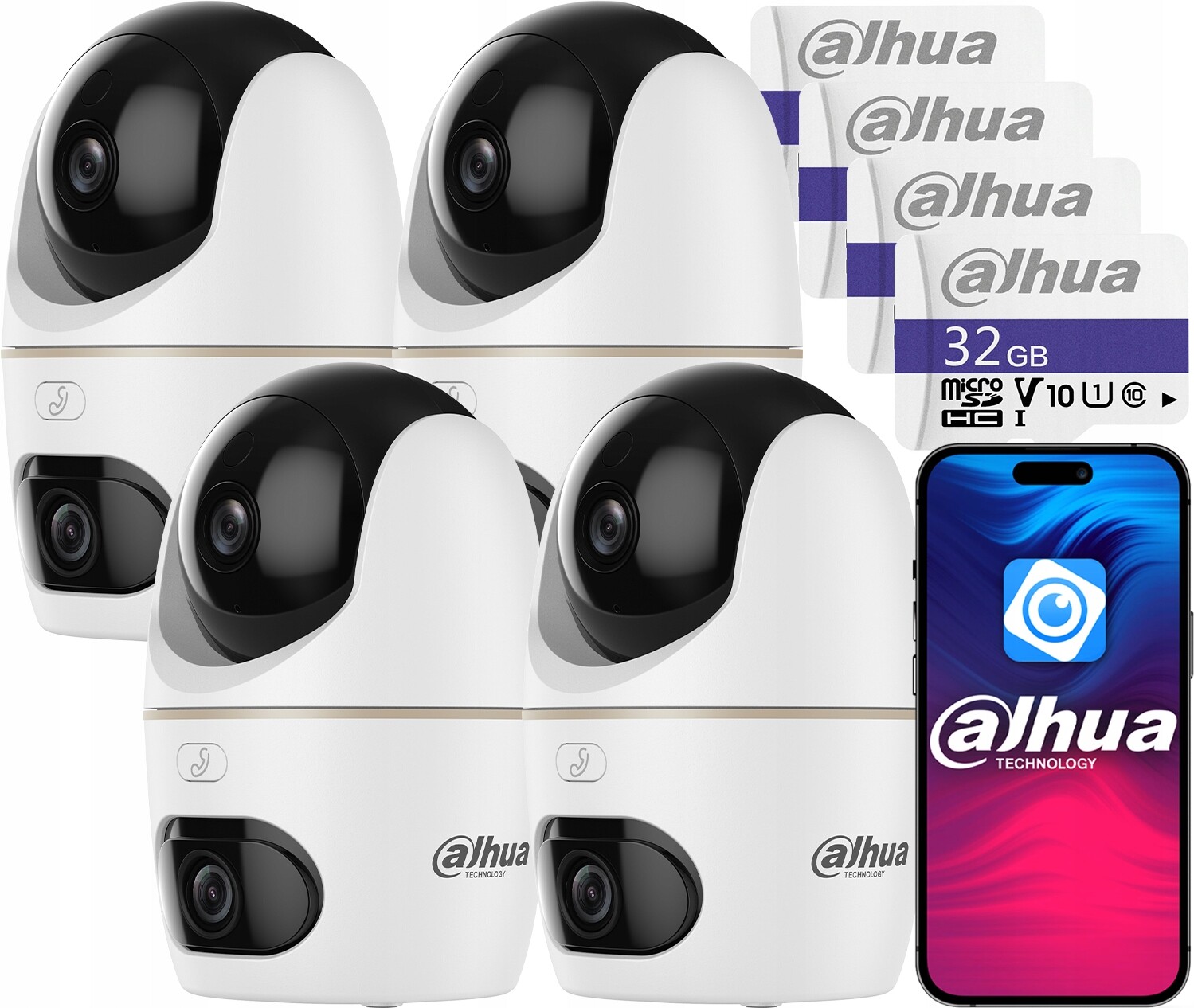 Čtyři otočné kamery WiFi 10Mpx Dahua H5D-5F Hero Series Dual Light +32GB