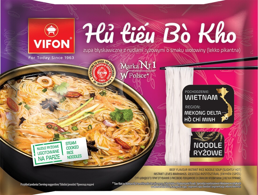 9 x Vifon – Polévka s nudlovou příchutí hovězího masa, lehce pikantní, 65 g