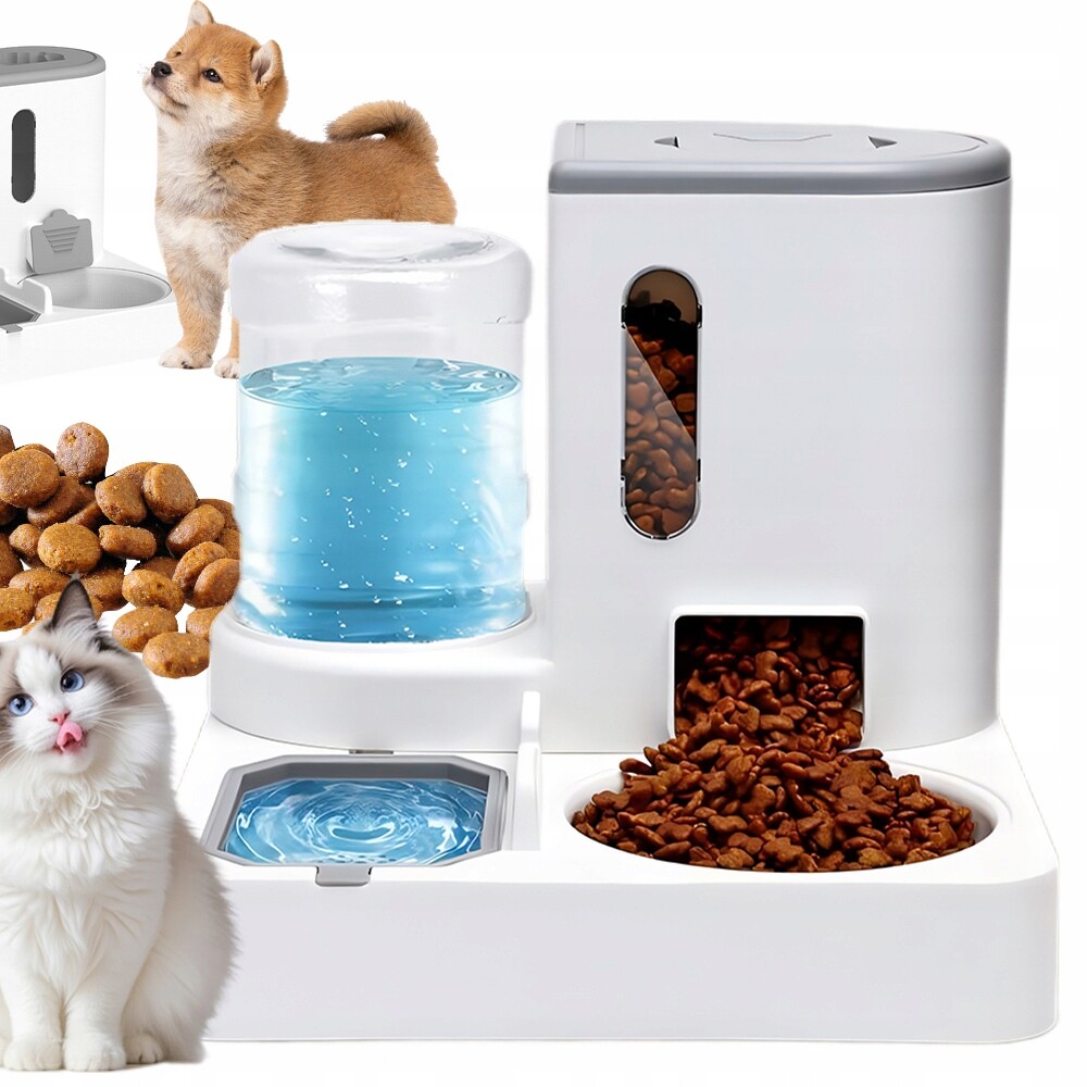 Výdejník Vody A Krmiva Miska Pro Kočky A Psa Dávkovač 2V1 Napáječka 3.2L