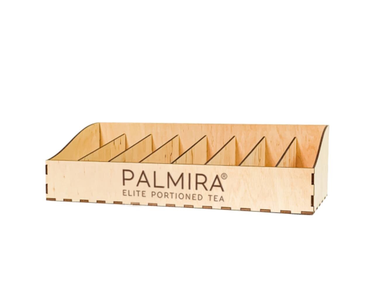 Dřevěná polička na čaj Palmira, 8 přihrádek