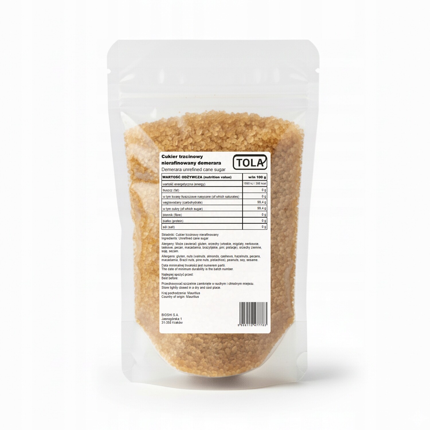 Cukr třtinový nerafinovaný Demerara 10 kg – přírodní Tola