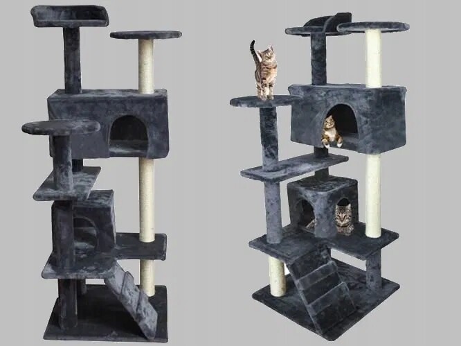 Škrabadlo stromek pro kočky 120 cm šedo-bílý sloupek