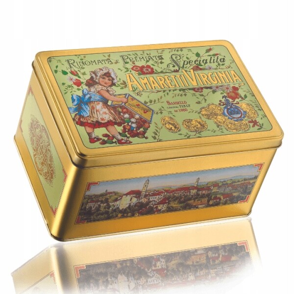 Makronky Amaretti mandlové, kovová krabička 220 g Virginia