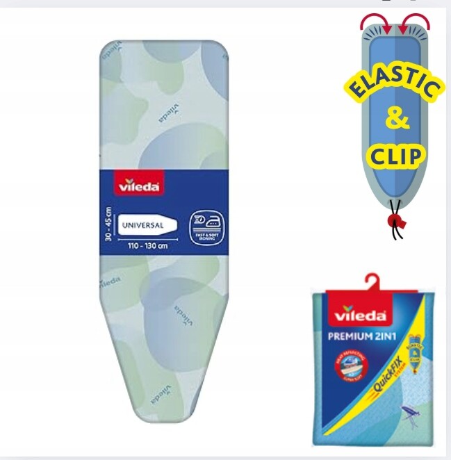 Obal na žehlicí prkno Vileda 2v1 Premium Quick Fix 130x45 cm