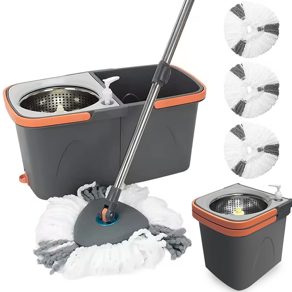 Rotační Mop S Kbelíkem, Dvoukomorový Odšťavňovač, Kulatý Dávkovač