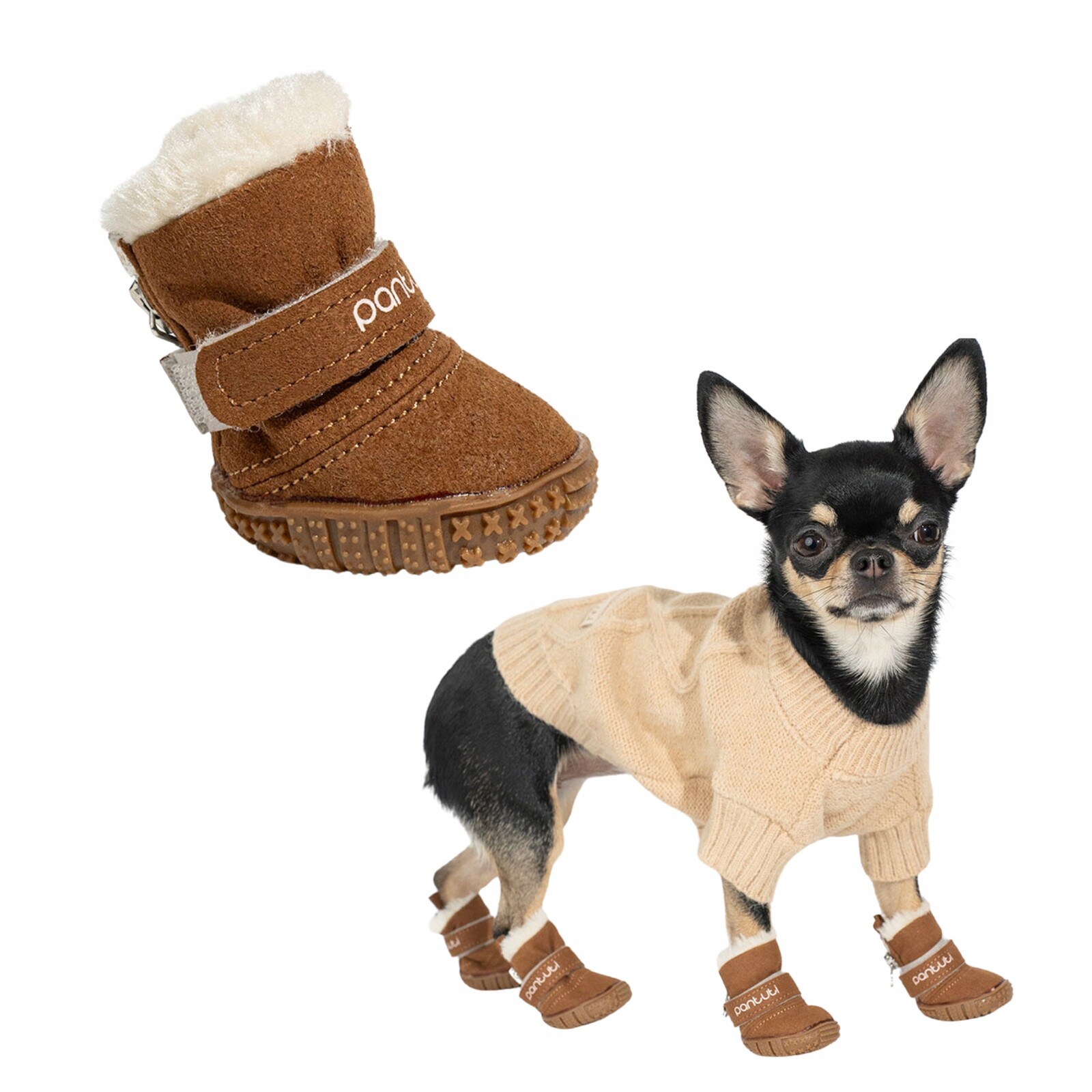Zateplené boty pro malého psa Tymon Hnědá L #50