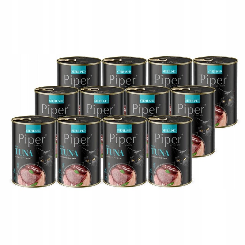 Mokré krmivo pro kočky Piper Animals Sterilised s tuňákem sada 12 x 400g