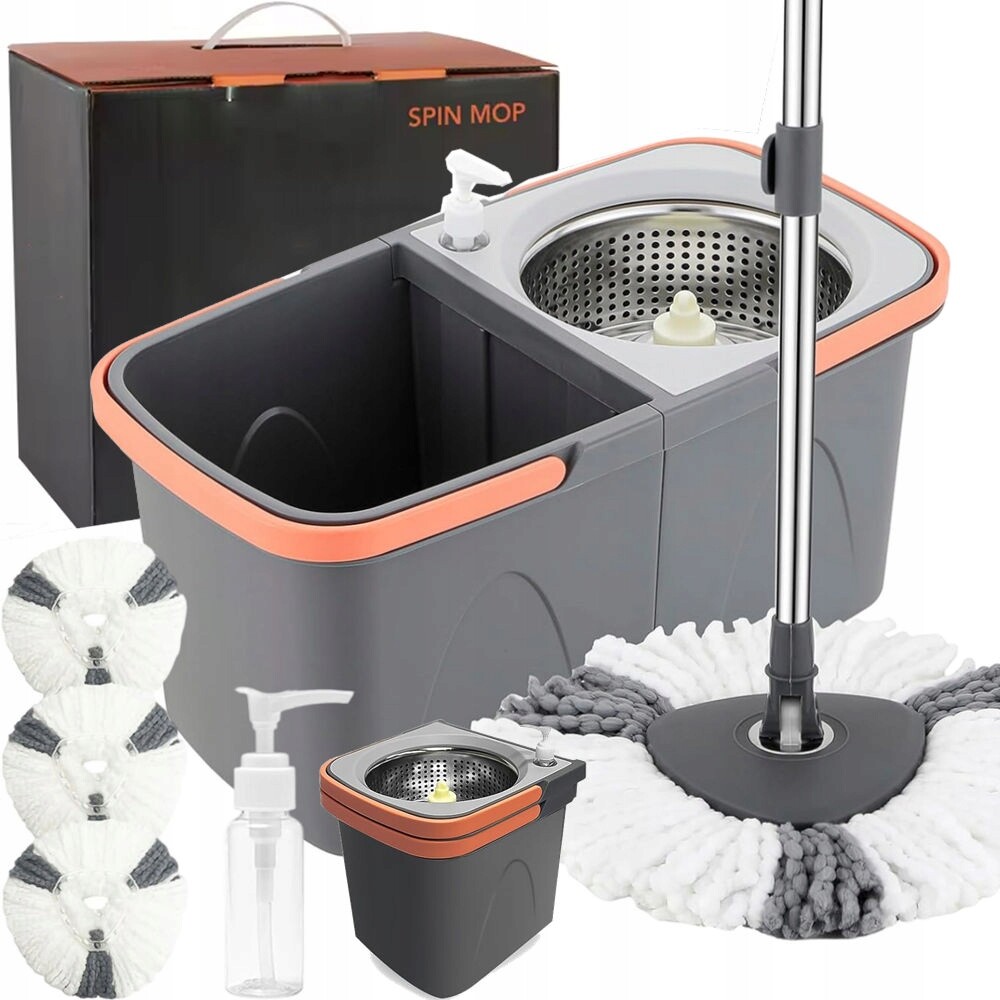 Set Kbelík Rotační mop Turbo 2v1 s nastavitelnou rukojetí, 3 vložky z mikrovlákna