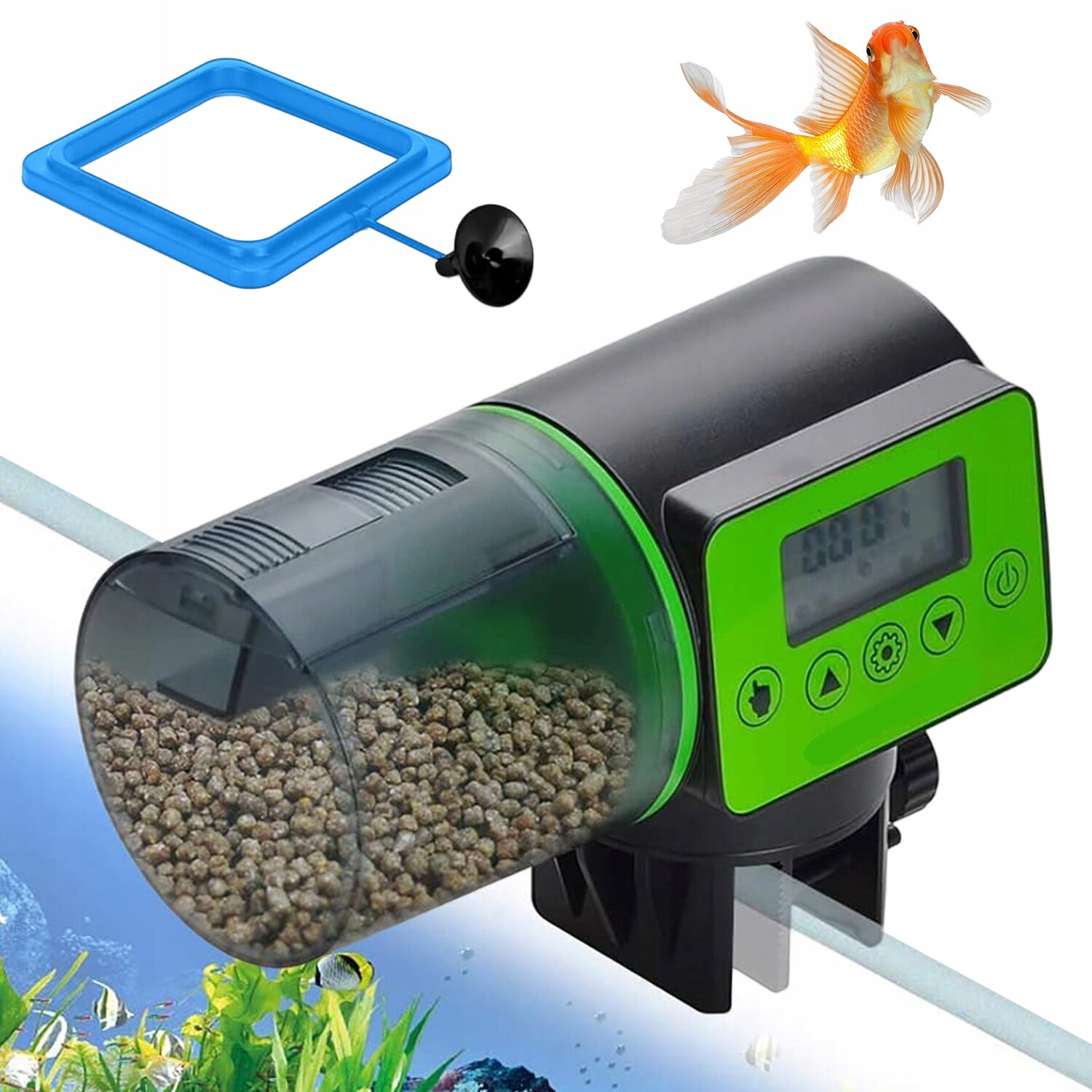 Automatické Krmítko Pro Ryby Do Akvária LCD 200 ML Otočný Stojan Montáž
