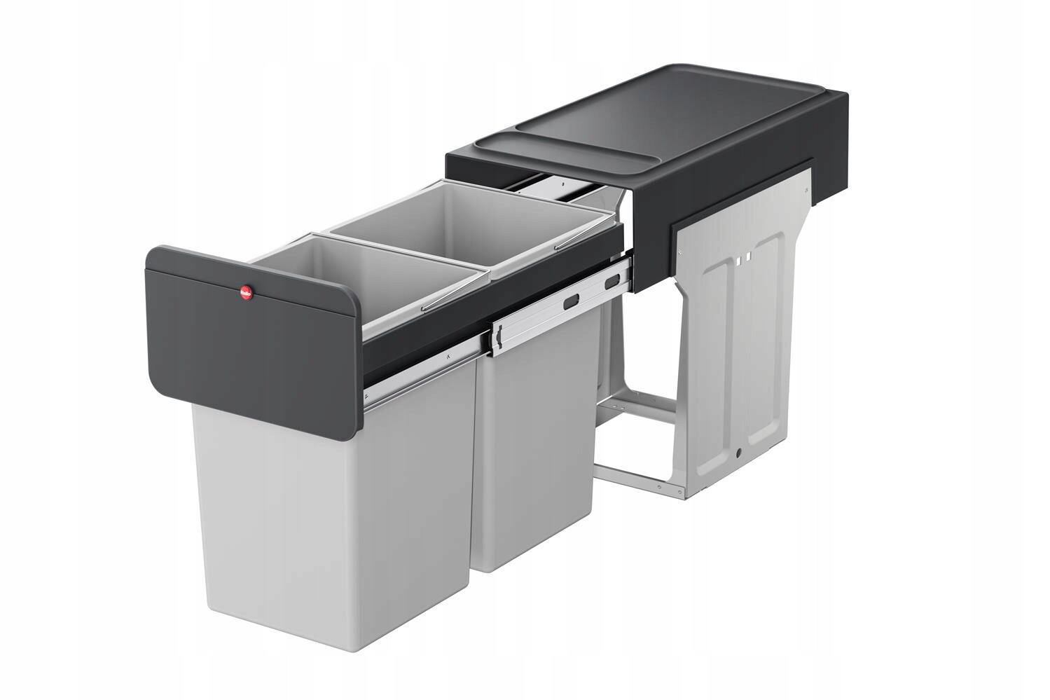 Odpadkový koš do kuchyně Hailo EcoLine 2x14L, výsuvný, pro třídění, šedý