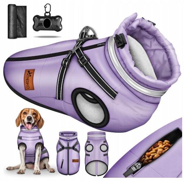 Tresko bunda pro psa fialová, velikost M, zimní