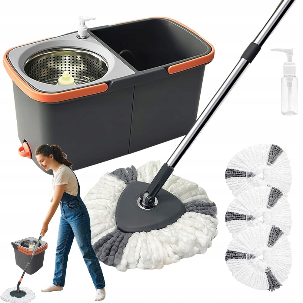 Rotační Mop 360 Turbo Spin 2V1, Velký Kbelík 2 Vyměnitelné Nástavce