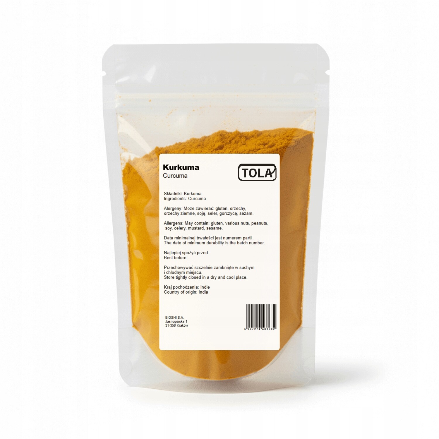 Mletá kurkuma koření 2kg aromatická a přírodní Tola