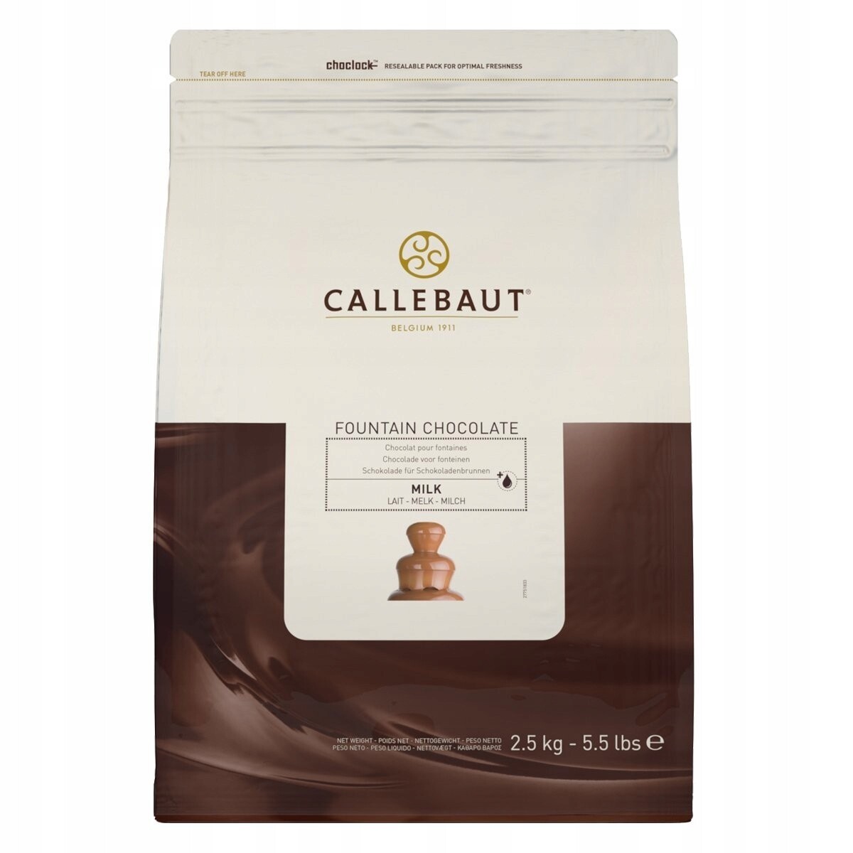 Čokoláda Callebaut Mléčná pro fontány 2,5 kg Datum expirace: 07.05.2026
