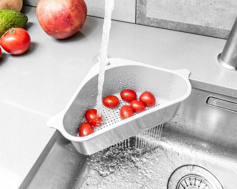 Cedzak rohový odkapávač do dřezu cedník Kuchyňský sítko