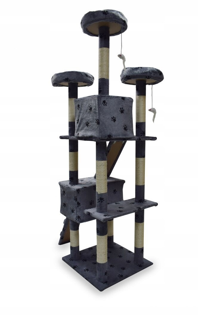 Škrabadlo Kočka Stromek Pelíšek Domeček 170 cm šedý grafitový