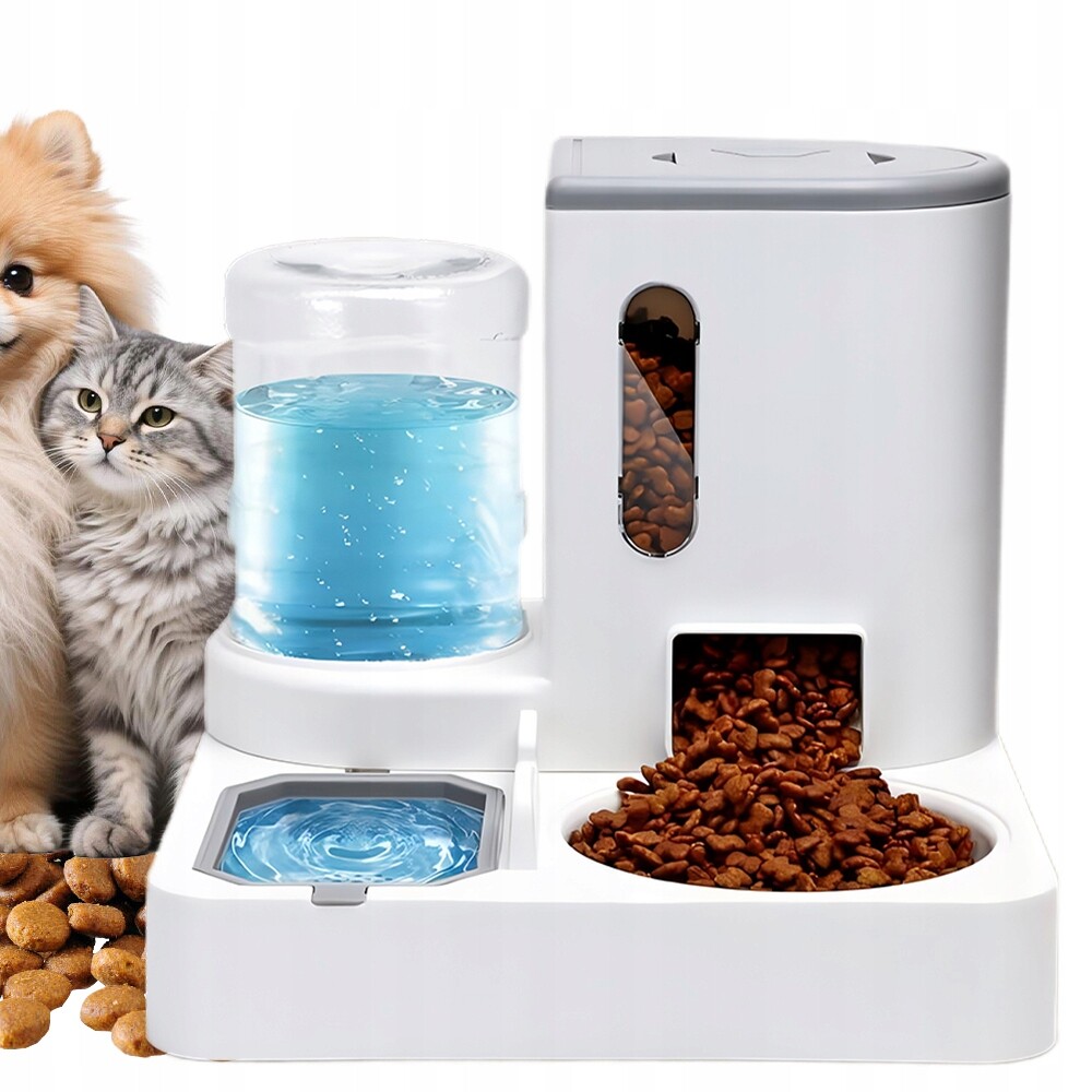 Krmítko Pro Zvířata 2 V 1 S Pítkem A Velkou Nádrží Na Jídlo