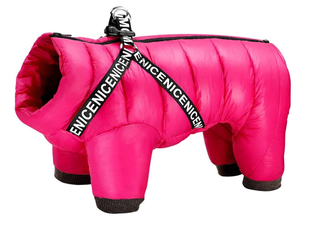 Bunda pro psa s postrojem voděodolná teplá zimní velikost 18 Buldog Růžová