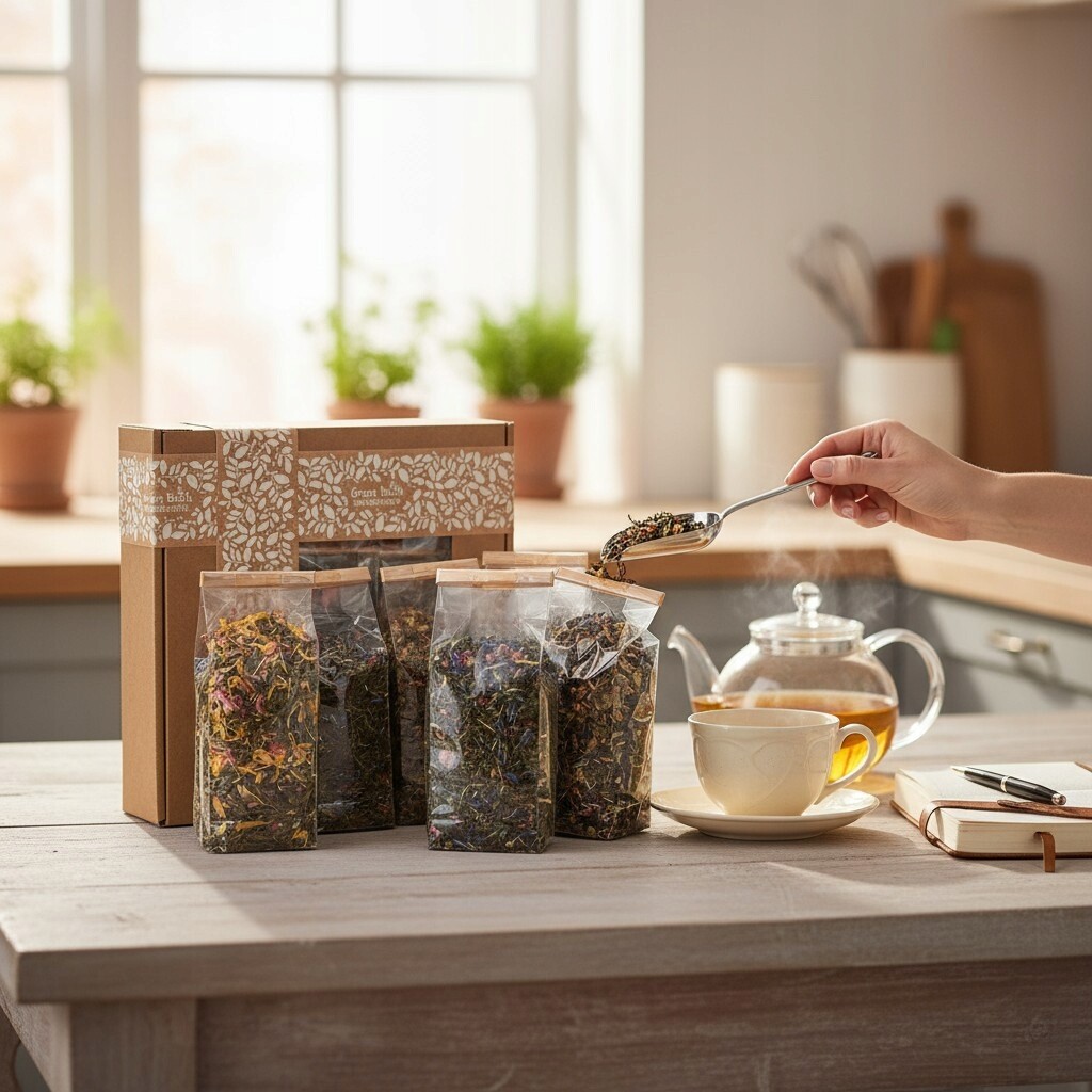 Set Čajů Jako Dárek 6 kusů listového dárku čaje přírodní krabička