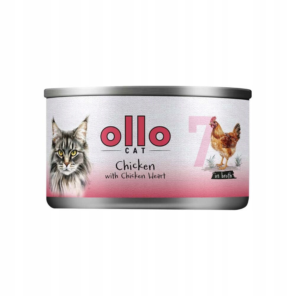 Ollo Cat č. 7 Kuře a kuřecí srdce – krmivo pro kočky 12x70 g