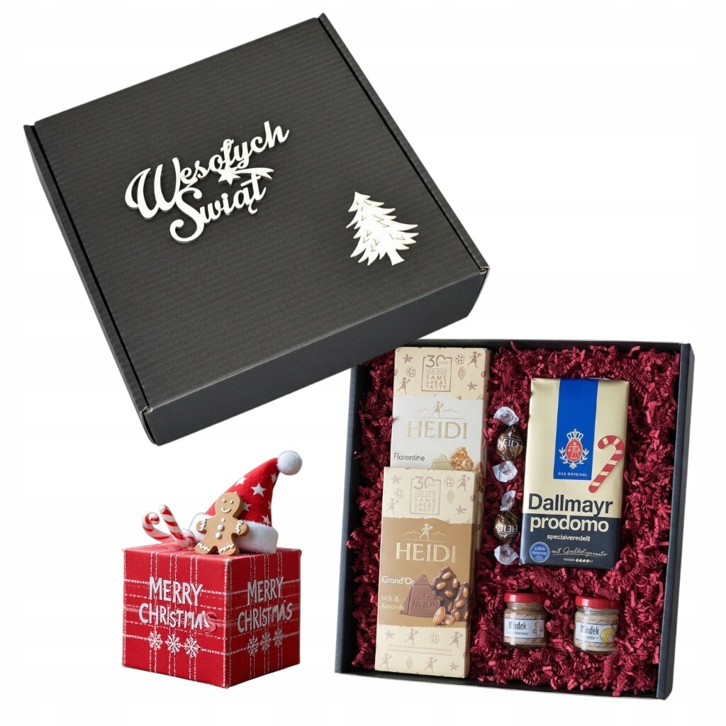 Dárková sada jako dárek k svátku čokolády káva Dallmayr Prodomo med