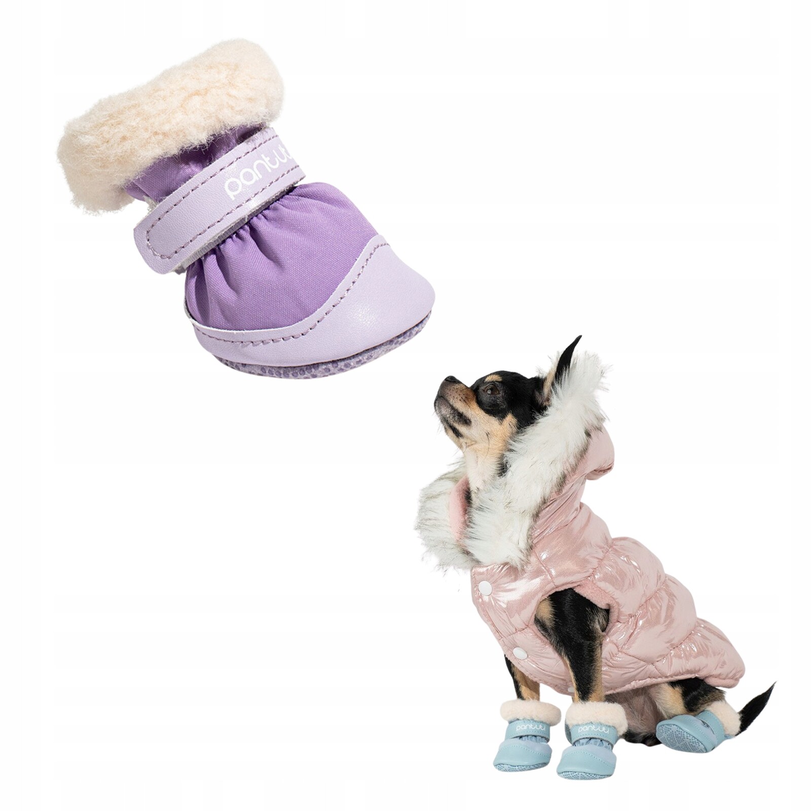 Zateplené boty pro malého psa Elon Fialová L