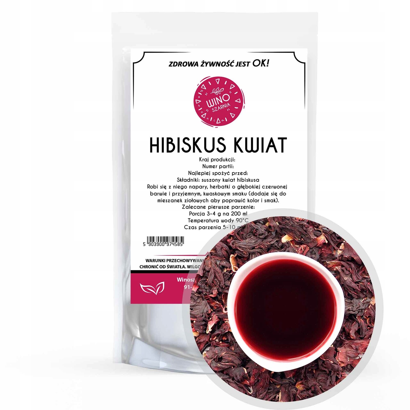 10 x Winoszarnia Hibiskus ibišek květ 100 g