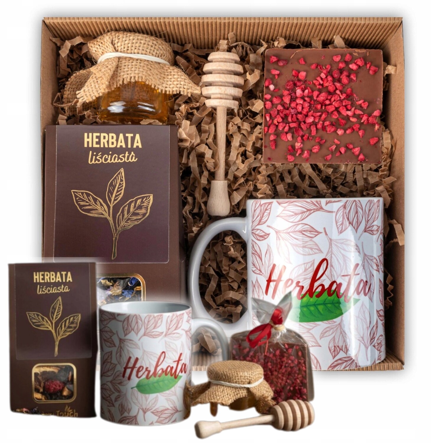 Čaj Sada Hrnek Dárkový Koš Čokoláda Med Narozeninová Krabička