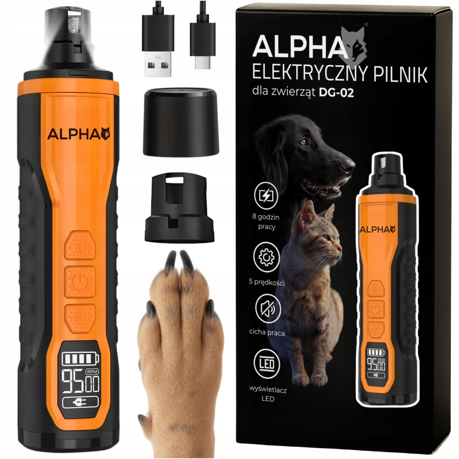 Elektrický pilník pro psy – Bezpečný pro psa na drápky Tichý Alpha
