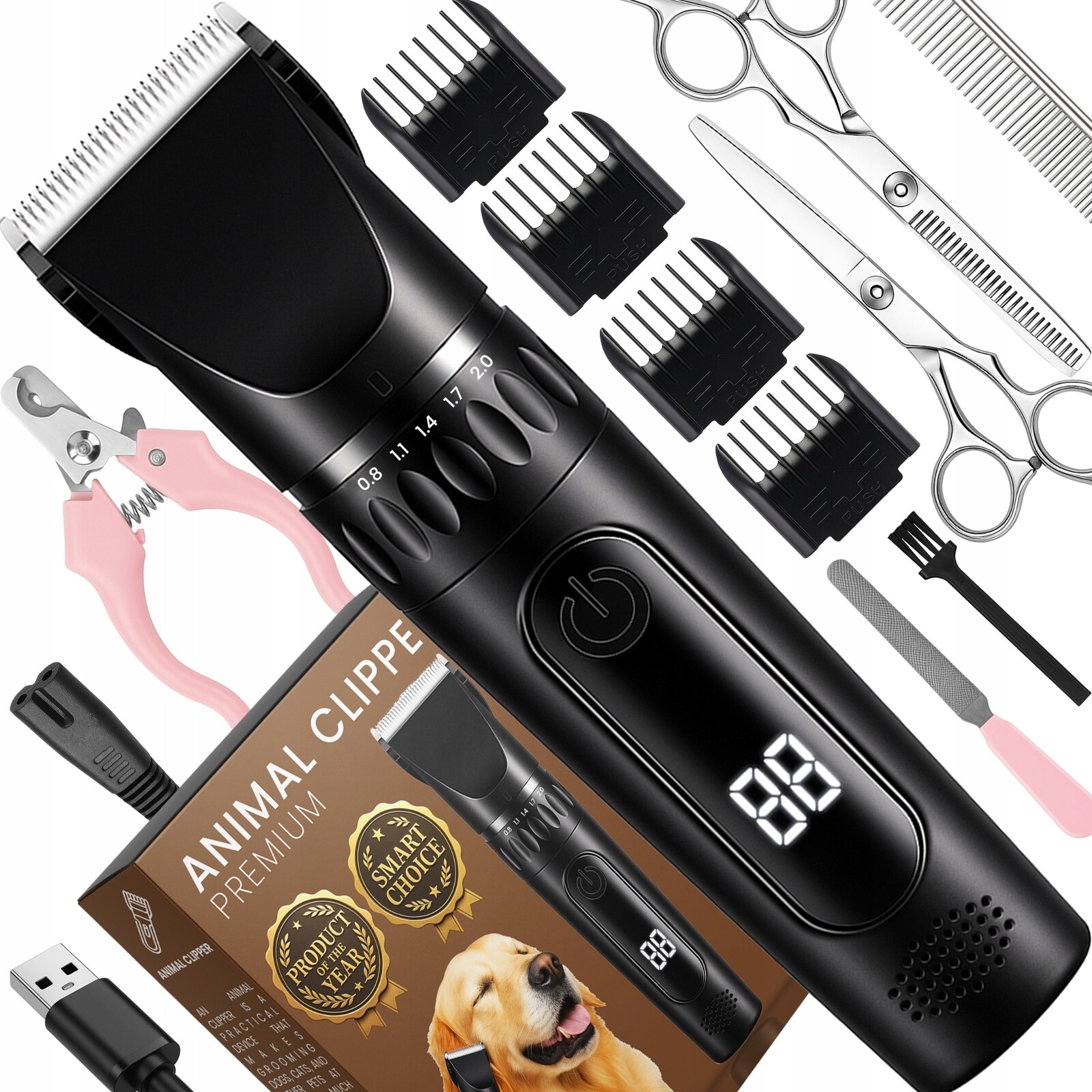 Strojek Na Stříhání Psů A Koček Bezdrátový 4 Nástavce Příslušenství