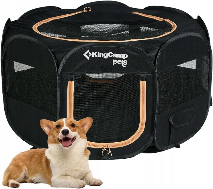 Skládací Kotec KingCamp S – pro psa/kočku 74×74×43 cm černá