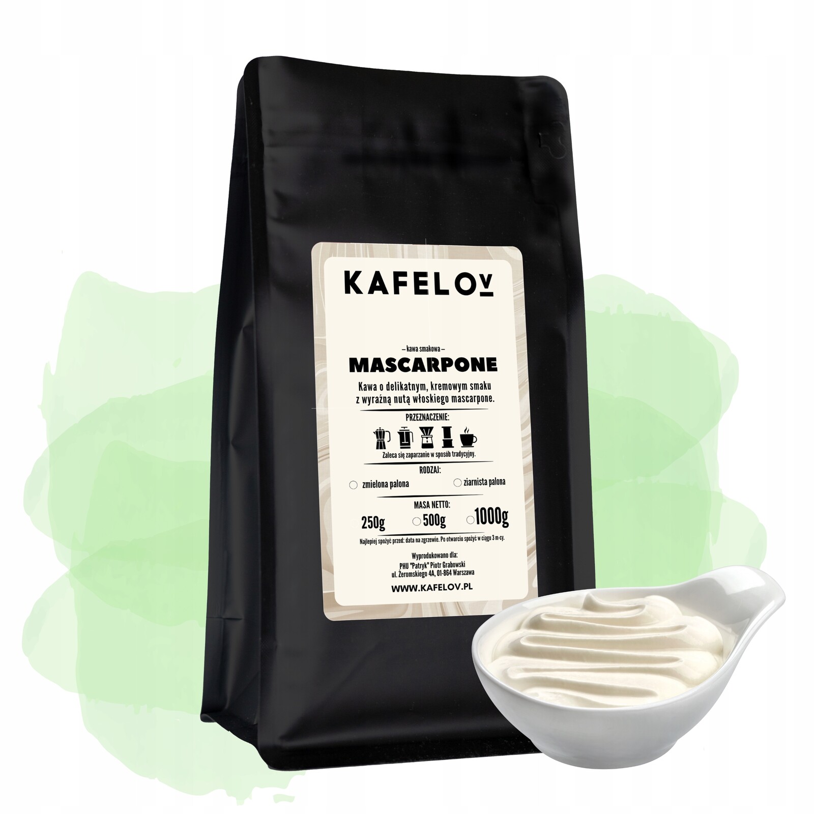 Mascarpone Káva ochucená káva 1 kg, čerstvě pražená