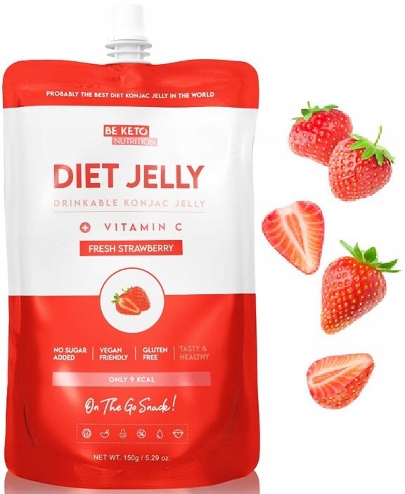 Želé Čerstvá Jahoda Dietní Konjac Set 10x150g BeKeto