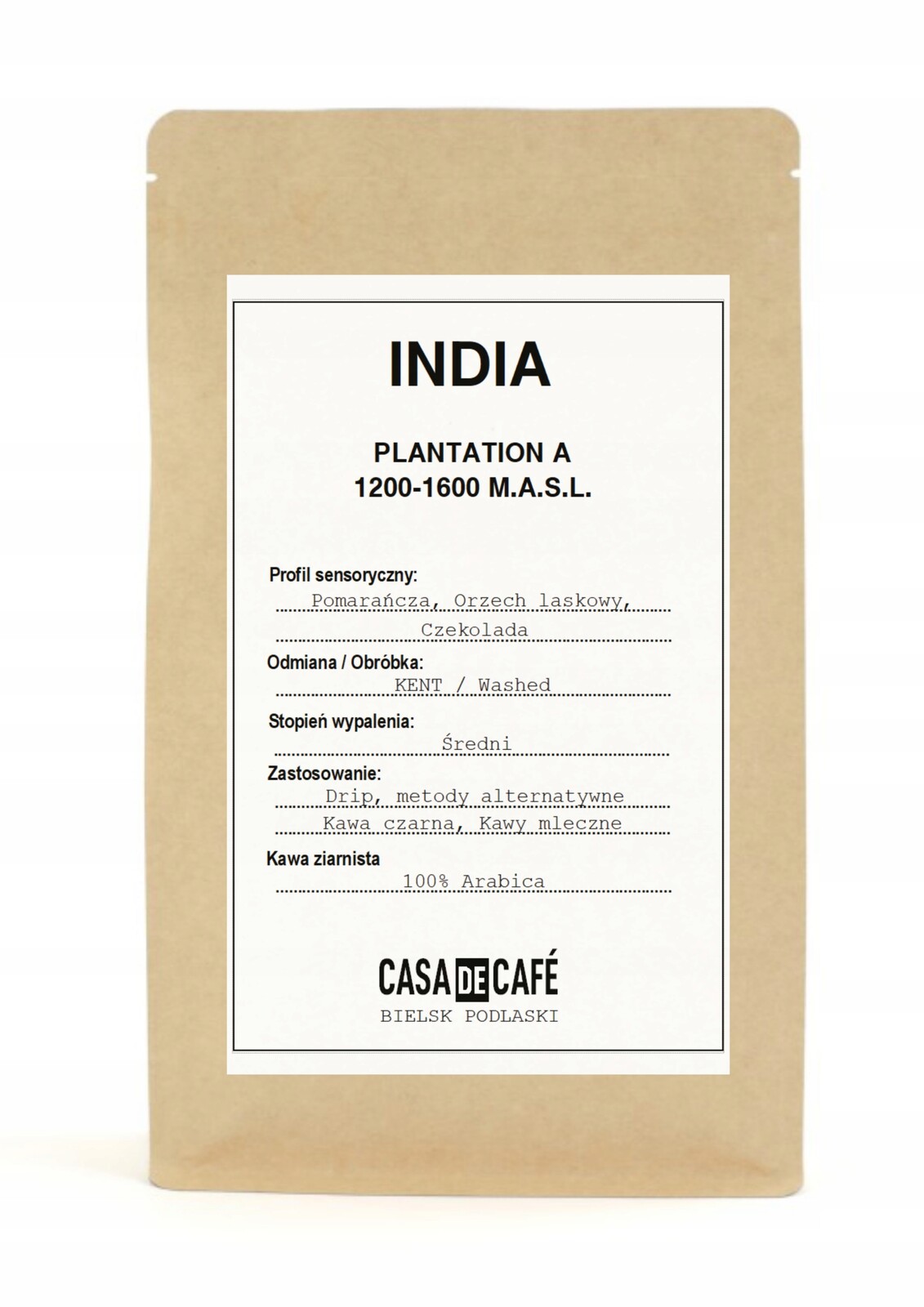 Káva zrnková 1 kg Čerstvě pražená 100% Arabica India Plantation A Specialty