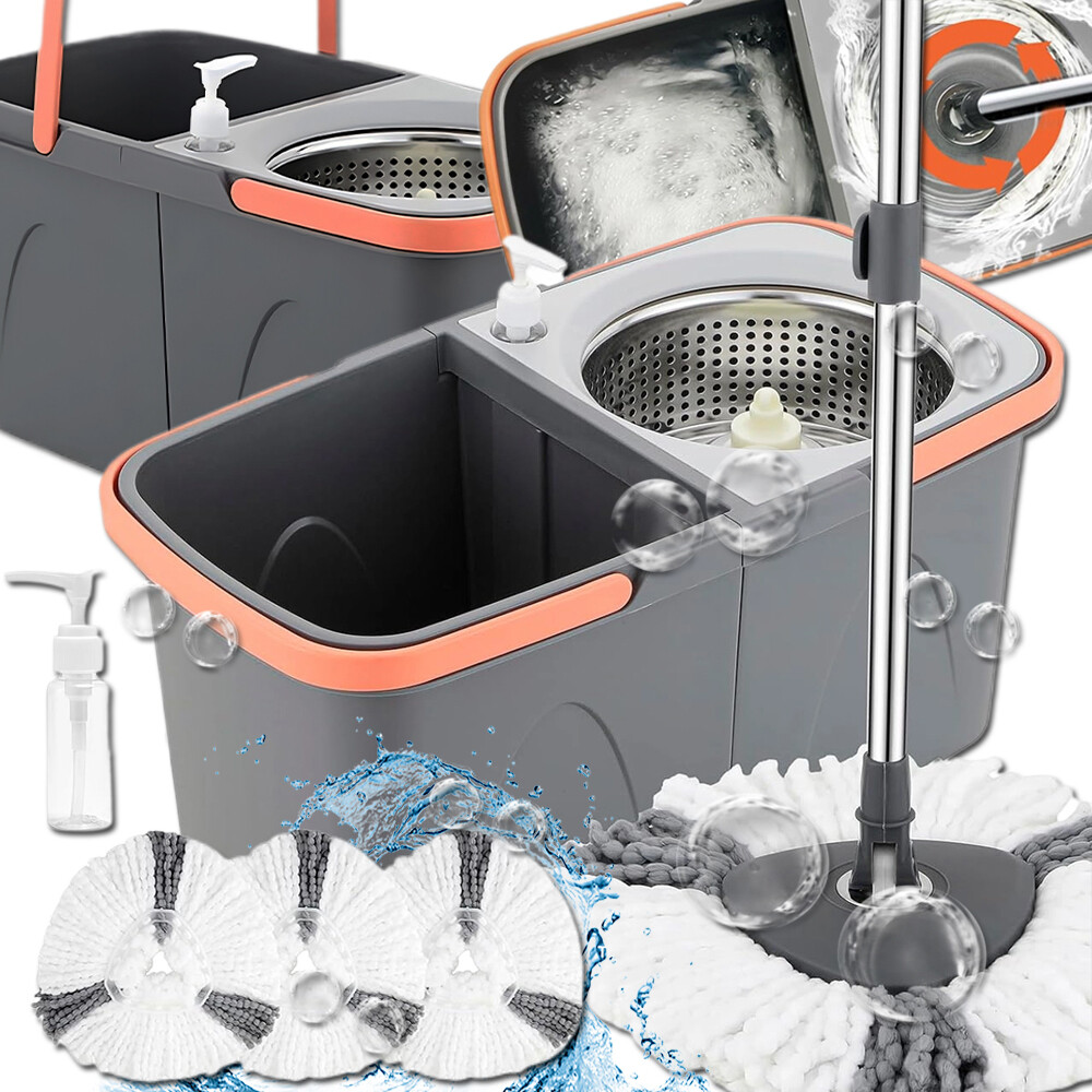 Rotační Podlahový Rotační Mop 360 Turbo 3 Nástavce Mikrovlákno Kbelík