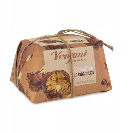 Vergani Panettone Tre Cioccolati – italská bábovka s kousky čokolády 750 g