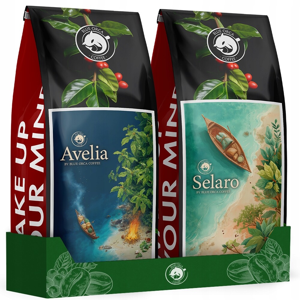 Káva zrna 1kg x2 100% Arabica Selaro Avelia Blue Orca jako dárek