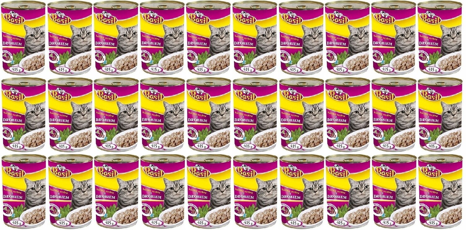 Krmivo Basil 415 g s drůbežím masem pro kočky 30ks konzerva