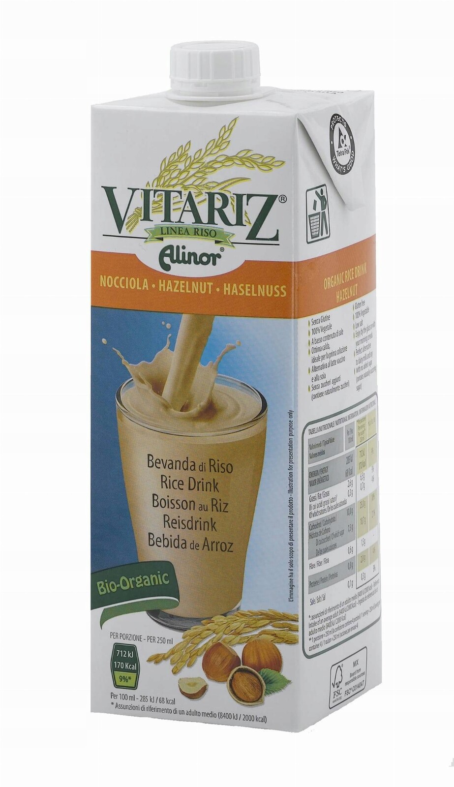 Rýžový nápoj s lískovými oříšky Bio 1L Vitariz Alinor