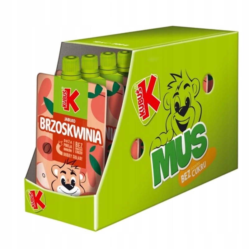 Kubuś Mus s příchutí jablko-broskev 200 g x 10 kusů